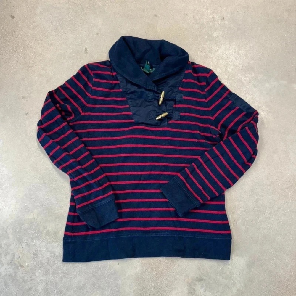 Navy and Red Striped Pullover Sweater